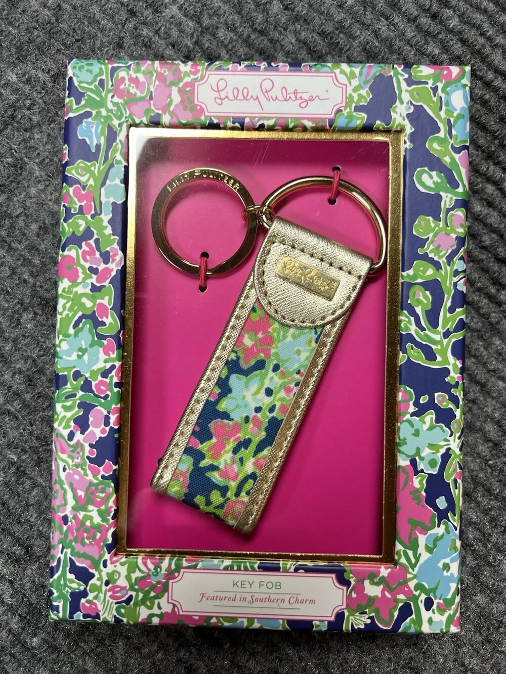 Lilly Pulitzer Key Fob Key Chain Pink and Navy